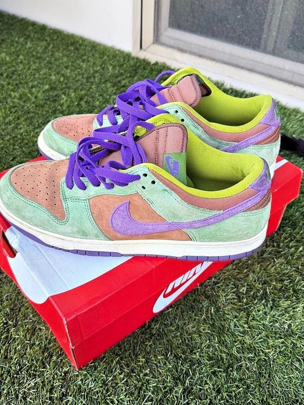 Nike Dunk Low Color Block Sneakers Green & Pink US 12 Like New